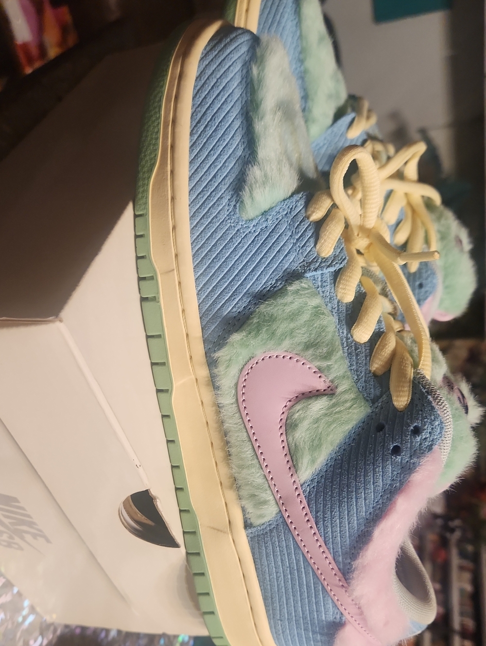 Nike SB Dunk Low-Pro Sneakers in Blue, Mint & Pink